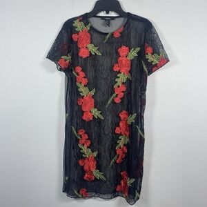forever 21 black embroidered dress Forever-21 Women's Plus Size Sheer Lace Dress #plussize